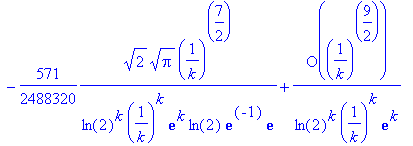 1/(ln(2)^k)/((1/k)^k)/exp(k)/ln(2)*2^(1/2)*Pi^(1/2)...