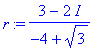 r := (3-2*I)/(-4+3^(1/2))