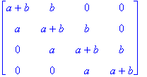 matrix([[a+b, b, 0, 0], [a, a+b, b, 0], [0, a, a+b,...