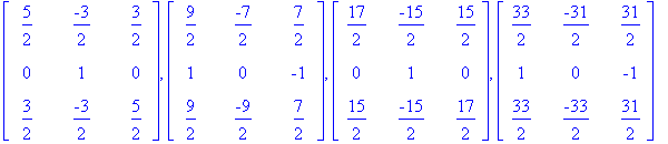 matrix([[5/2, -3/2, 3/2], [0, 1, 0], [3/2, -3/2, 5/...