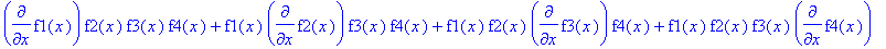 diff(f1(x),x)*f2(x)*f3(x)*f4(x)+f1(x)*diff(f2(x),x)...