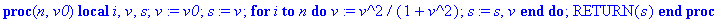premiers_termes_bis := proc (n, v0) local i, v, s; ...