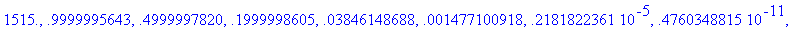 1515., .9999995643, .4999997820, .1999998605, .3846...