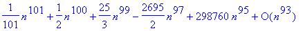 1/101*n^101+1/2*n^100+25/3*n^99-2695/2*n^97+298760*...