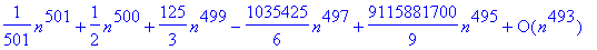 1/501*n^501+1/2*n^500+125/3*n^499-1035425/6*n^497+9...