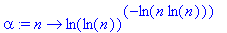 alpha := proc (n) options operator, arrow; ln(ln(n)...