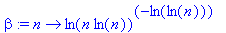 beta := proc (n) options operator, arrow; ln(n*ln(n...
