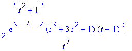2*exp((t^2+1)/t)*(t^3+3*t^2-1)*(t-1)^2/t^7