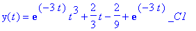 y(t) = exp(-3*t)*t^3+2/3*t-2/9+exp(-3*t)*_C1