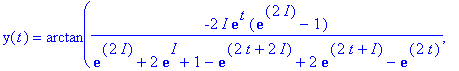 y(t) = arctan(-2*I*exp(t)*(exp(2*I)-1)/(exp(2*I)+2*...