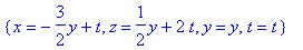{x = -3/2*y+t, z = 1/2*y+2*t, y = y, t = t}