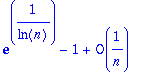 exp(1/ln(n))-1+O(1/n)