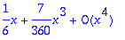 series(1/6*x+7/360*x^3+O(x^4),x,4)